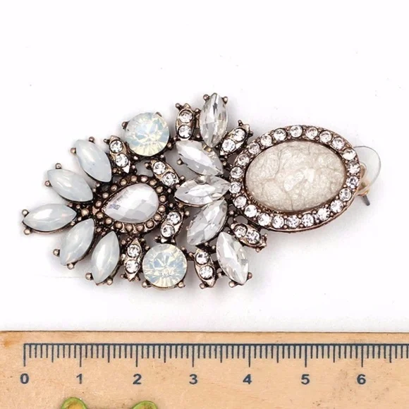 Retro Beige Crystal Statement Earrings - Picture 4 of 4